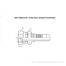 BSP Female 60° Cone Seal Double Hexagon 22611D